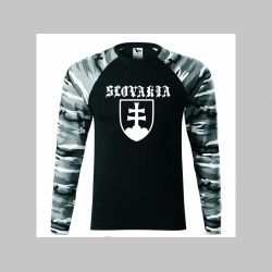Slovakia - Slovensko - pánske tričko (nie mikina!!) s dlhými rukávmi vo farbe " metro " čiernobiely maskáč gramáž 160 g/m2 materiál 100%bavlna